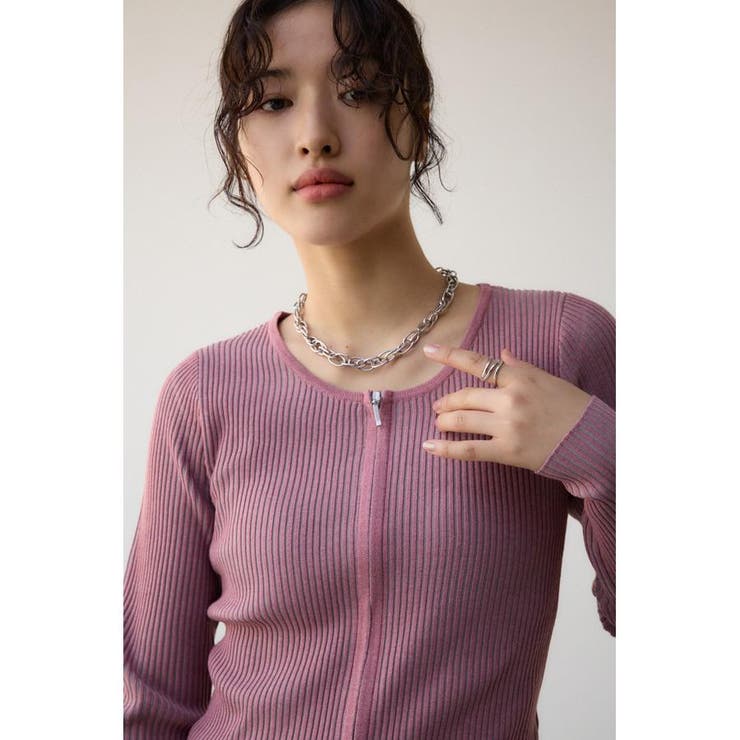 Wジップ配色リブカーディガン | AZUL BY MOUSSY | 詳細画像35 