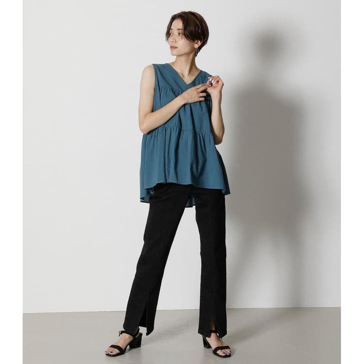 BLK】TIERED SLEEVELESS BLOUSE[品番：AZLW0018909]｜AZUL BY MOUSSY