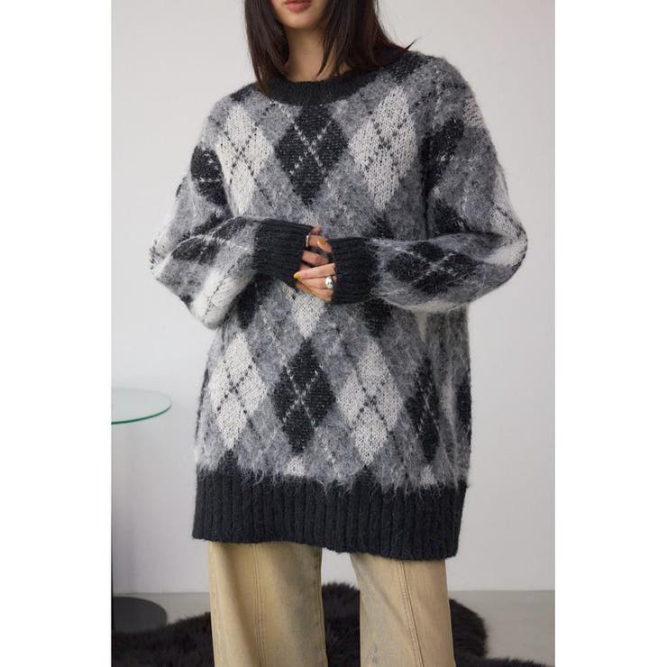 柄BLK5 | アーガイルシャギーニット | AZUL BY MOUSSY