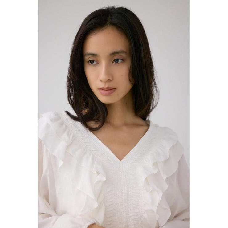 ラッフルショルダー長袖ブラウス | AZUL BY MOUSSY | 詳細画像2 