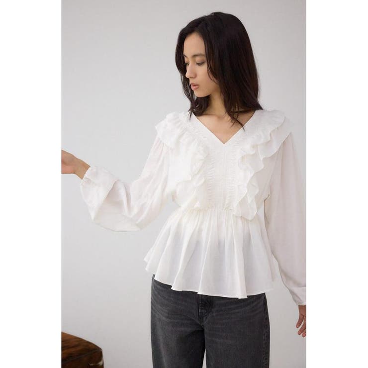 ラッフルショルダー長袖ブラウス | AZUL BY MOUSSY | 詳細画像3 