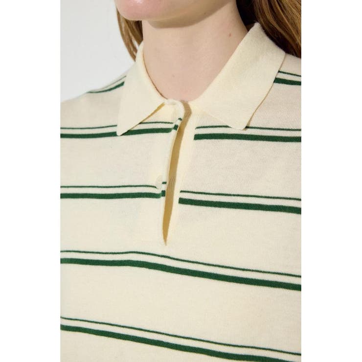 カシミヤミックスポロカラーボーダーニット | AZUL BY MOUSSY | 詳細画像11 