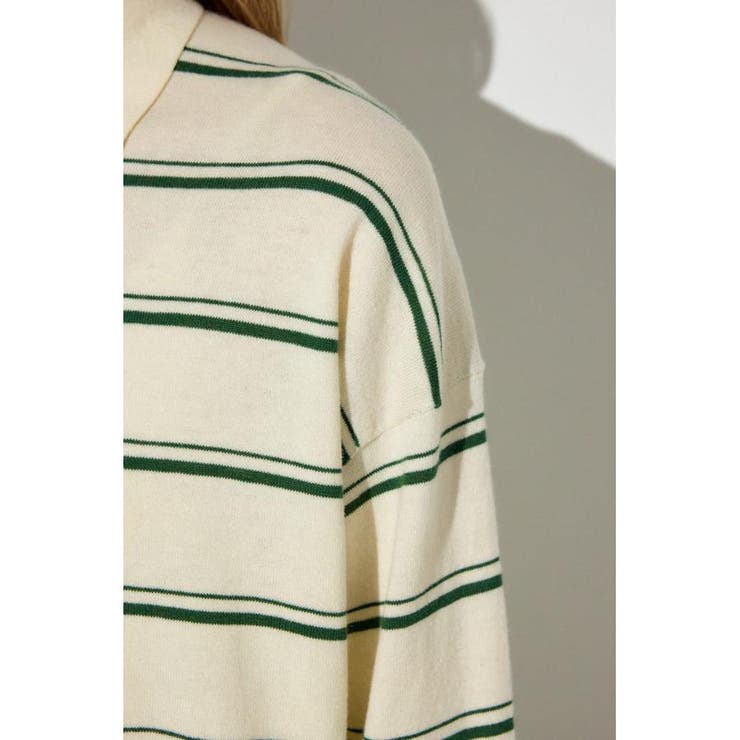 カシミヤミックスポロカラーボーダーニット | AZUL BY MOUSSY | 詳細画像12 