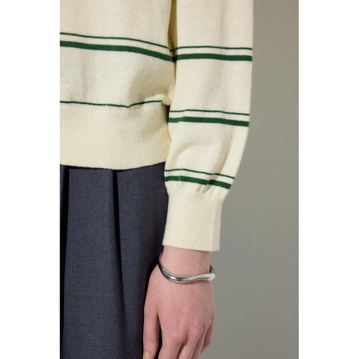 カシミヤミックスポロカラーボーダーニット | AZUL BY MOUSSY | 詳細画像13 