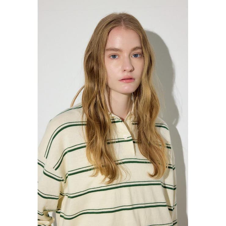 カシミヤミックスポロカラーボーダーニット | AZUL BY MOUSSY | 詳細画像6 