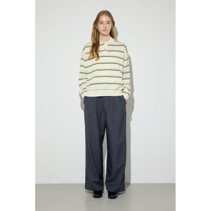 カシミヤミックスポロカラーボーダーニット | AZUL BY MOUSSY | 詳細画像7 