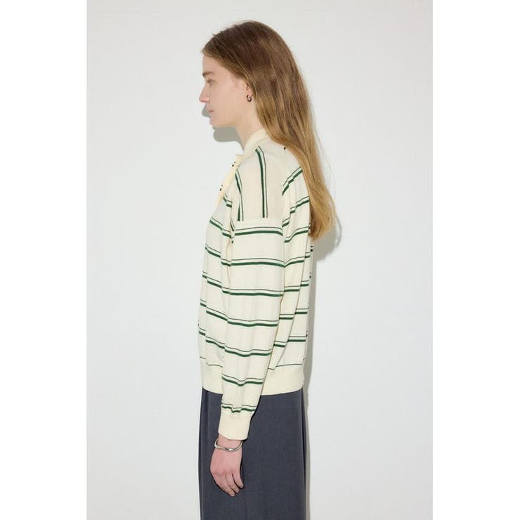 カシミヤミックスポロカラーボーダーニット | AZUL BY MOUSSY | 詳細画像9 