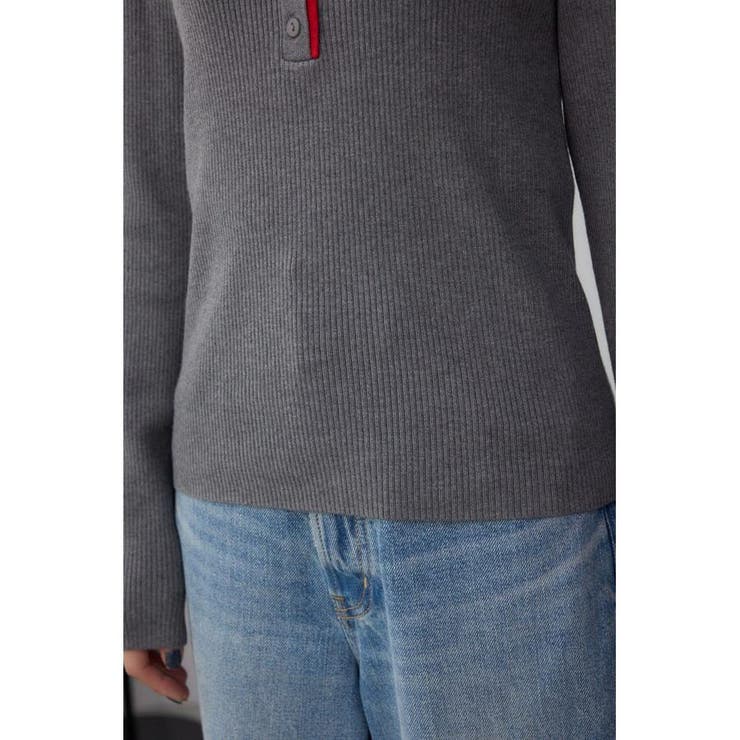 格上げ ヘンリーネックデザインニットトップス | AZUL BY MOUSSY | 詳細画像30 