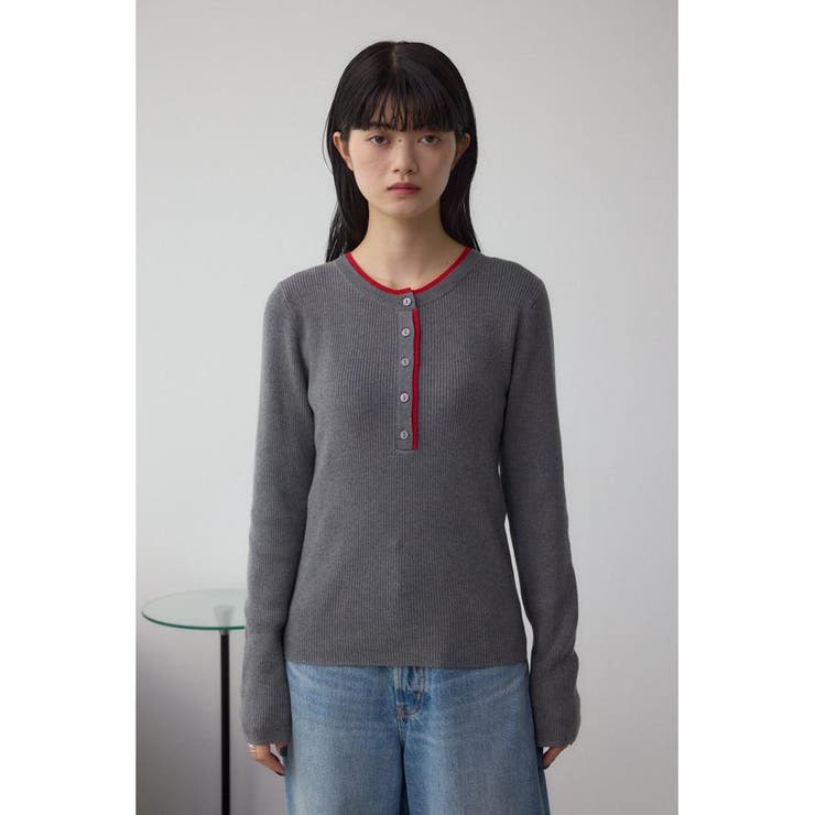 格上げ ヘンリーネックデザインニットトップス | AZUL BY MOUSSY | 詳細画像24 