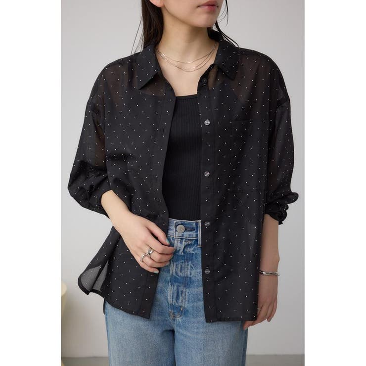 BLK | ラインストーンシャツ | AZUL BY MOUSSY