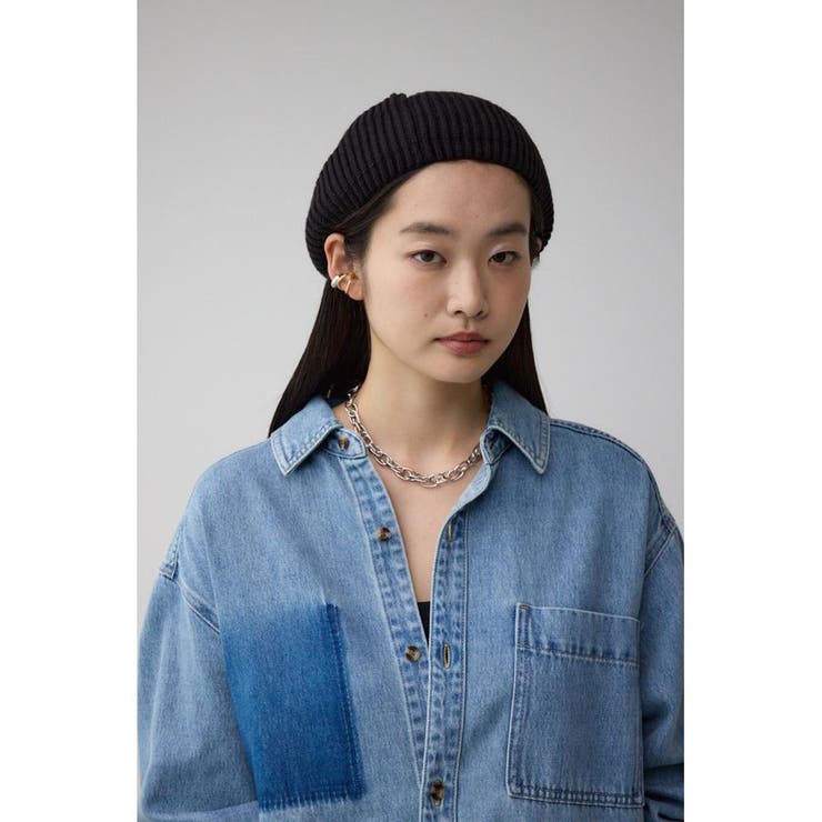ニットベレー帽？群青色。 14+ 帽子 ベレー帽 シンプルニットベレー帽 レディース メンズ