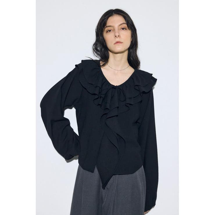 BLK | ラッフルロングスリーブブラウス | AZUL BY MOUSSY