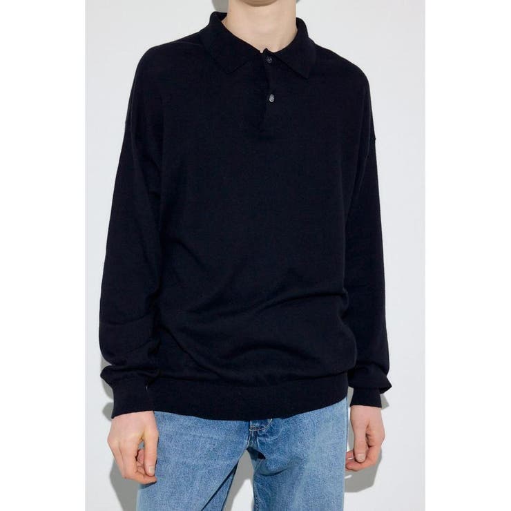 カシミヤミックスポロカラーニットトップス | AZUL BY MOUSSY | 詳細画像1 