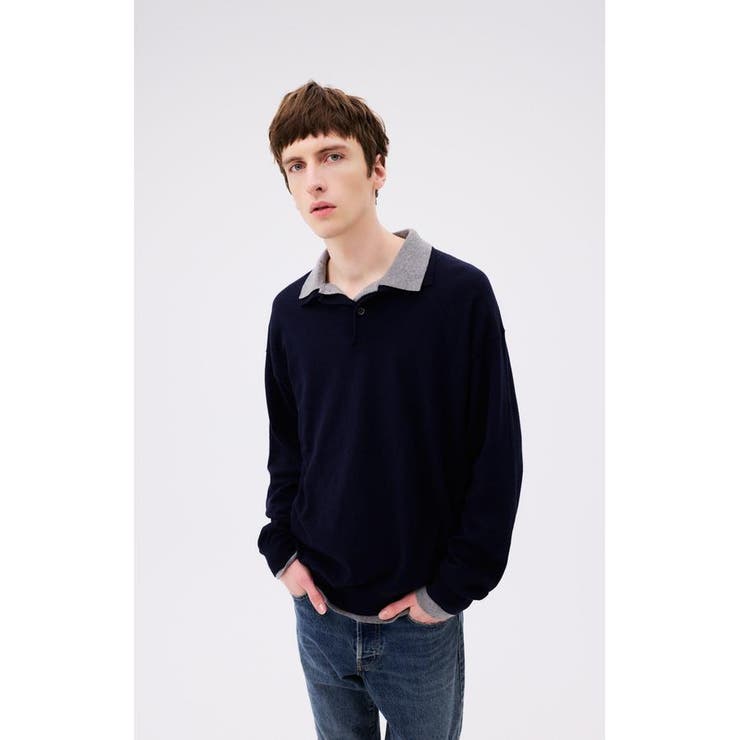 カシミヤミックスポロカラーニットトップス | AZUL BY MOUSSY | 詳細画像5 