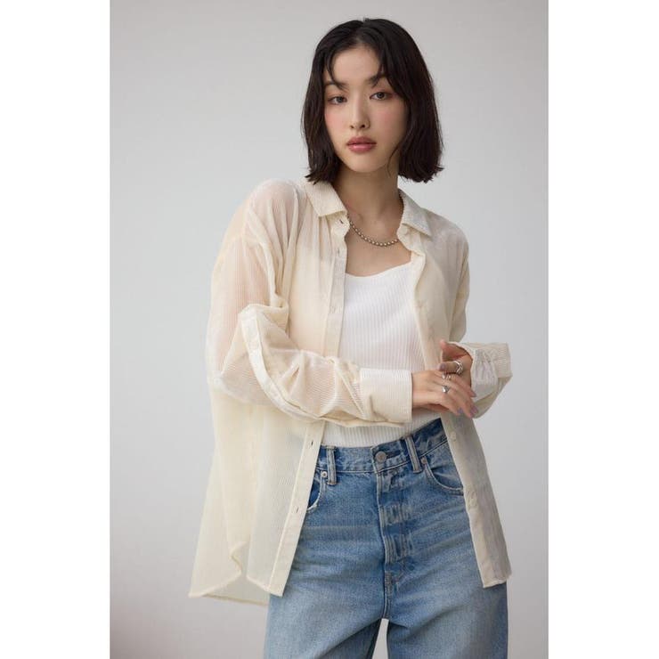 シアーコーデュロイ袖スリットボタンシャツ | AZUL BY MOUSSY | 詳細画像3 