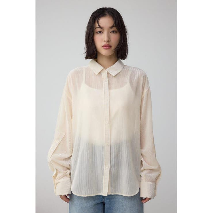 シアーコーデュロイ袖スリットボタンシャツ | AZUL BY MOUSSY | 詳細画像5 