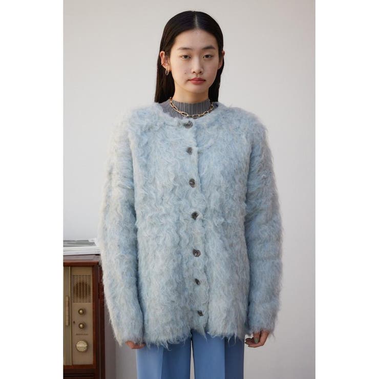 FOXY NEW YORK 水色 ボタン付きカーディガン美品 貝殻ボタンの airy blueカーディガン (kai1083) | Shelluits