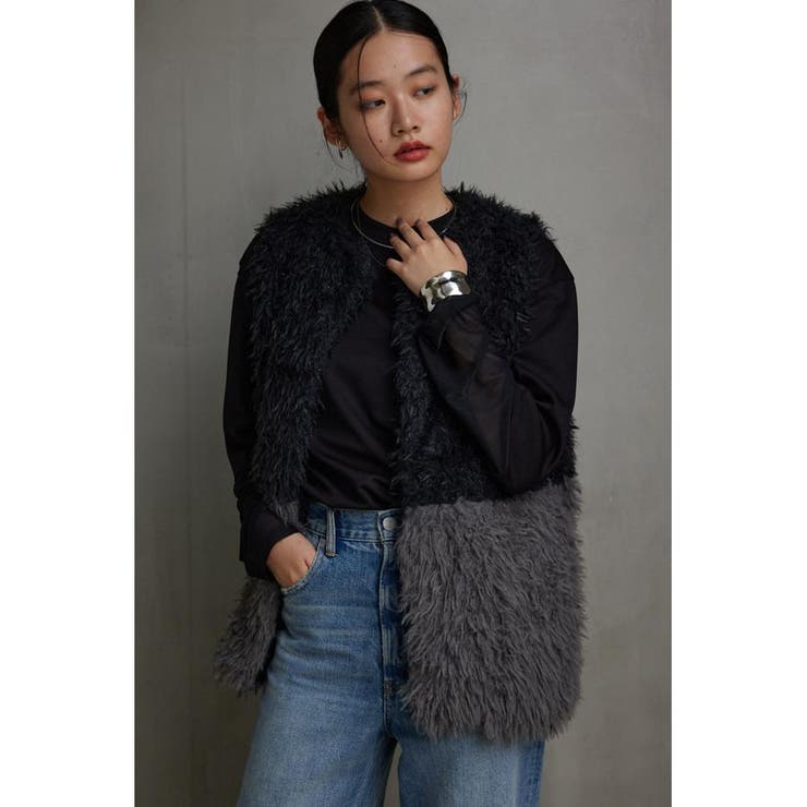 プードルフェイクファーベスト | AZUL BY MOUSSY | 詳細画像2 