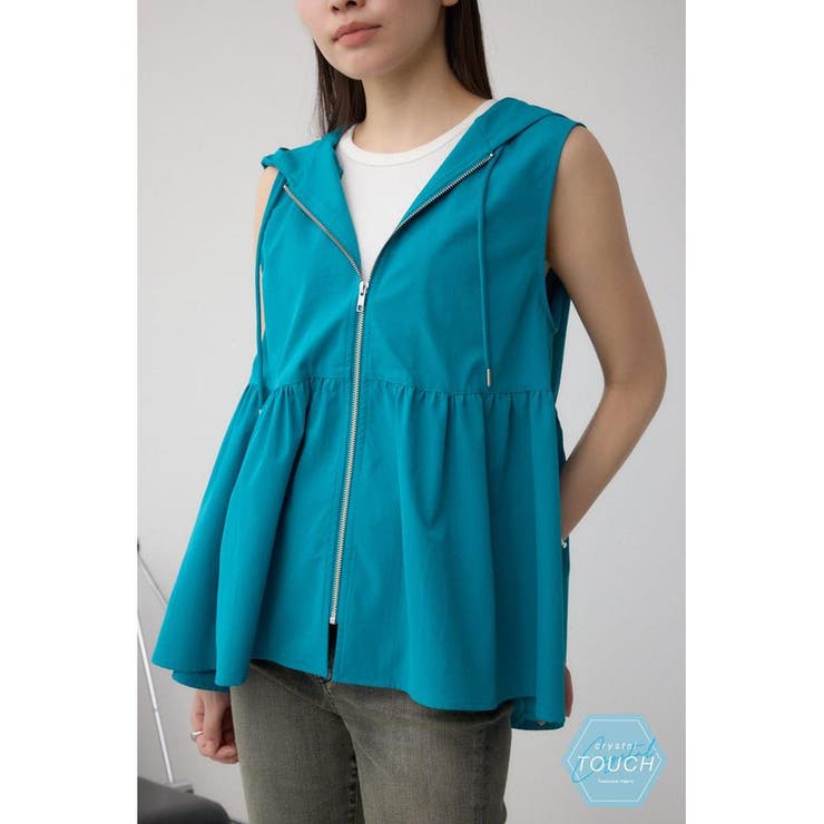 BLU | C/T撥水フード付ジップベスト | AZUL BY MOUSSY