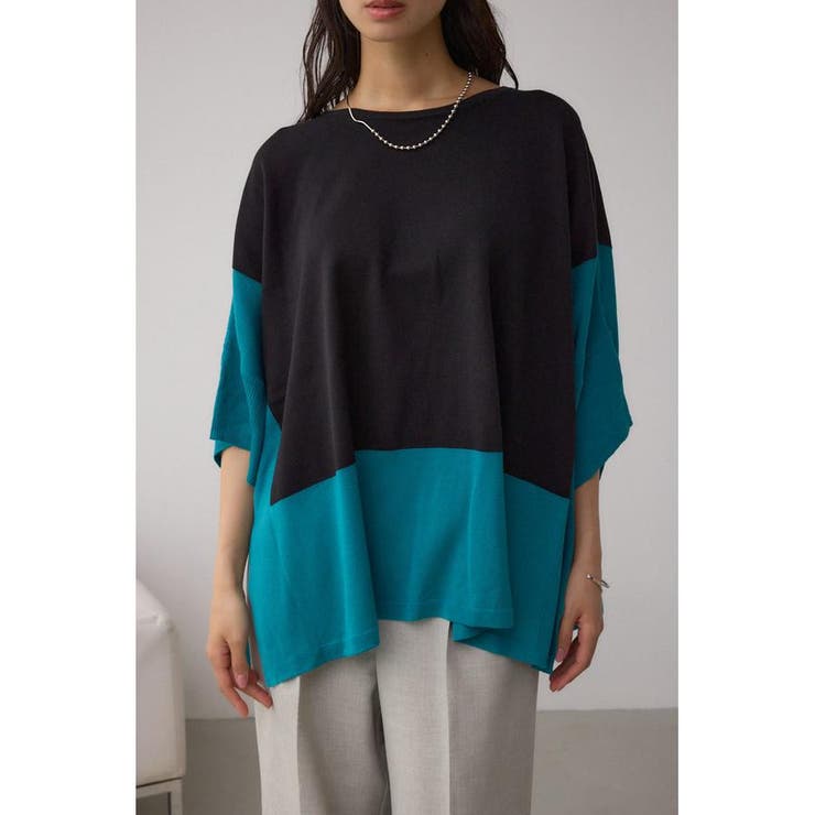 柄BLK5 | バイカラーワイドルーズニット | AZUL BY MOUSSY