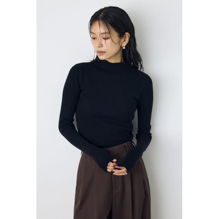 BLK | サムホールリブハイネックニット | AZUL BY MOUSSY