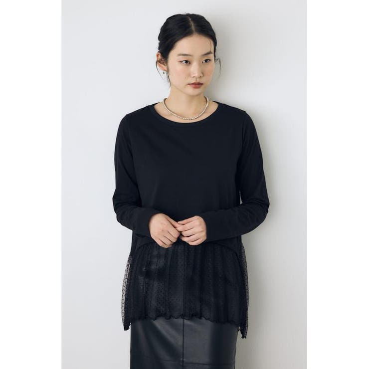 柄BLK5 | ヘムレースドッキング長袖トップス | AZUL BY MOUSSY