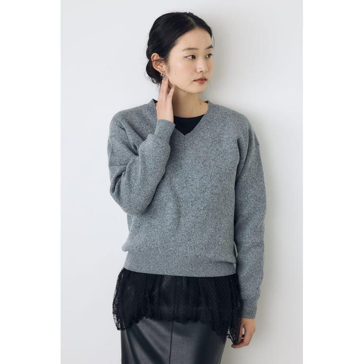 ヘムレースドッキング長袖トップス | AZUL BY MOUSSY | 詳細画像37 