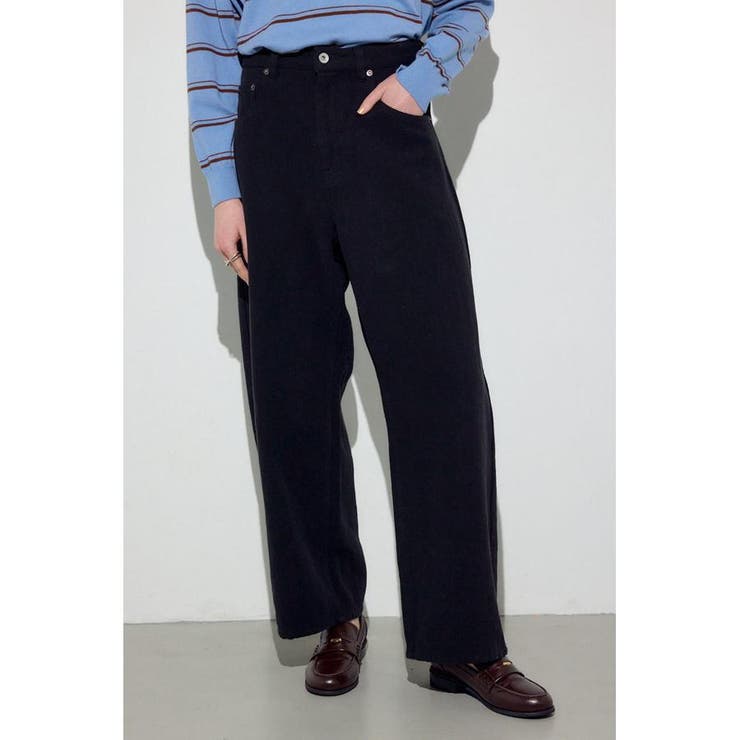 BLK | コットンリネンカーブワイドパンツ | AZUL BY MOUSSY