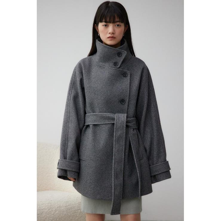 スタンドカラーウォッシャブルミディコート グレー AZUL BY MOUSSY スタンドカラーウォッシャブルミディコート[品番：AZLW0022873