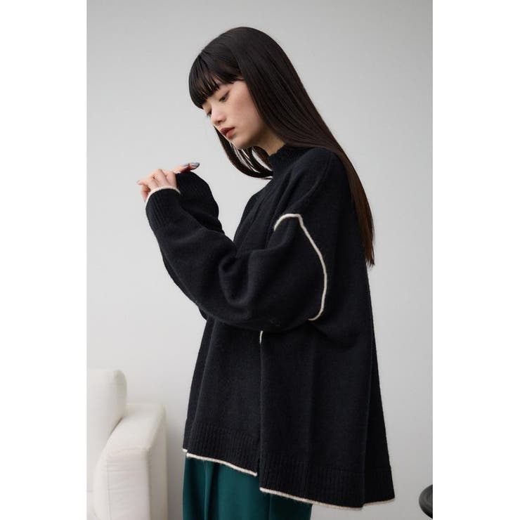ハイネック配色ニットプルオーバー[品番：AZLW0022741]｜AZUL BY
