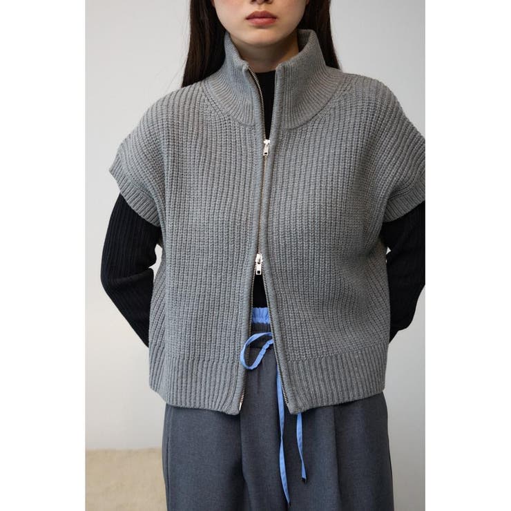 GRY | ジップアップニットベスト | AZUL BY MOUSSY