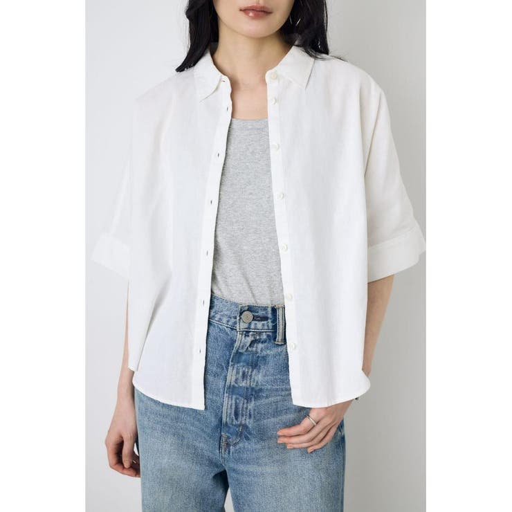フレンチリネンCOOLMAXショートドルマンシャツ | AZUL BY MOUSSY | 詳細画像1 