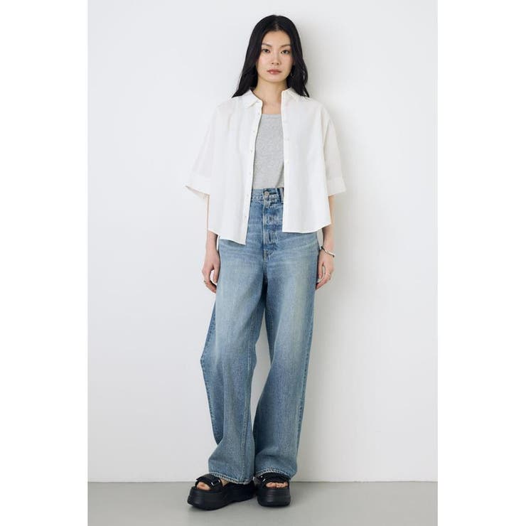 フレンチリネンCOOLMAXショートドルマンシャツ | AZUL BY MOUSSY | 詳細画像4 