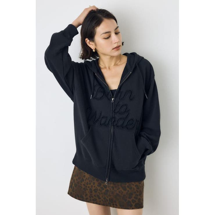 BLK | ダブルジップアソートロゴフーディ | AZUL BY MOUSSY