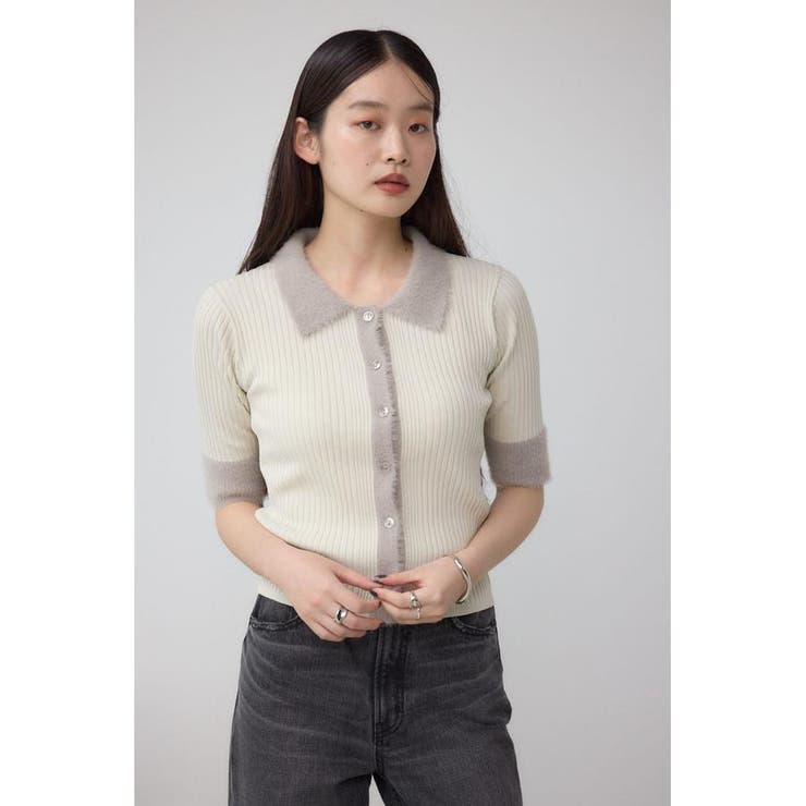 シャギーコンビポロニットトップス | AZUL BY MOUSSY | 詳細画像3 