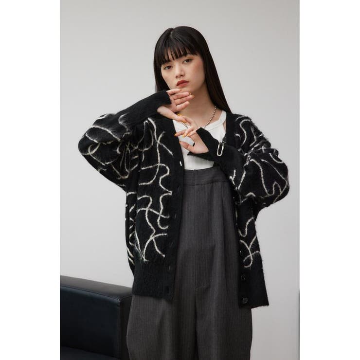 ライン柄ニットカーディガン | AZUL BY MOUSSY | 詳細画像2 