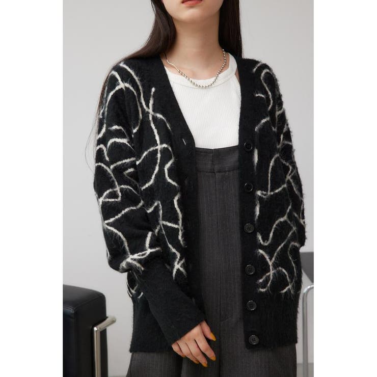 柄BLK5 | ライン柄ニットカーディガン | AZUL BY MOUSSY