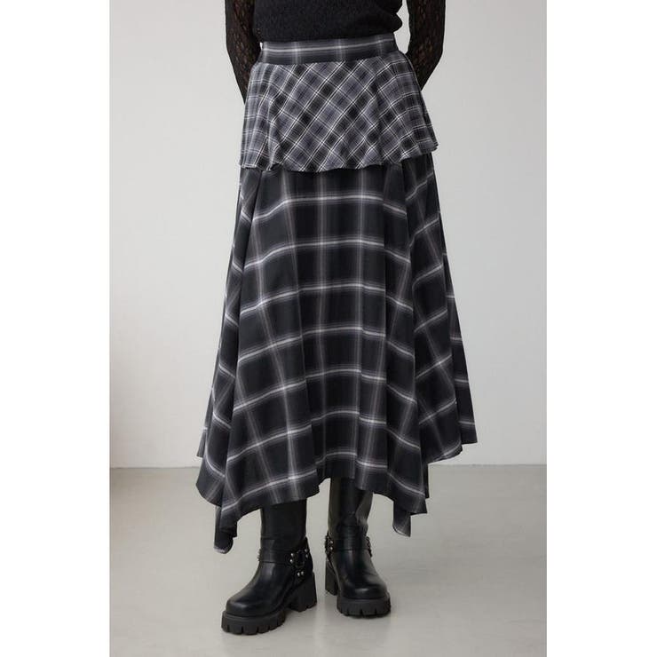 柄BLK5 | イレヘムチェックスカート | AZUL BY MOUSSY