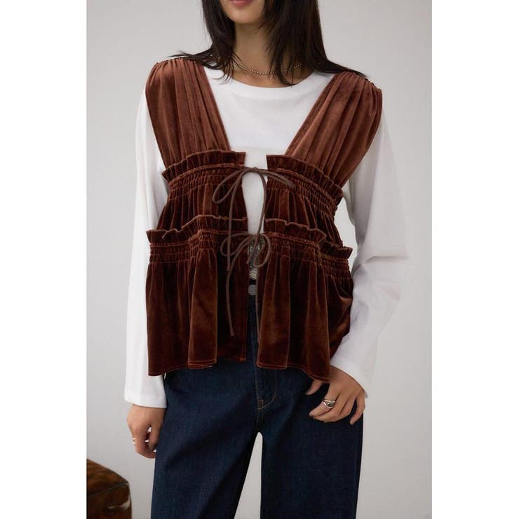 BRN | ベロアリボンベスト | AZUL BY MOUSSY