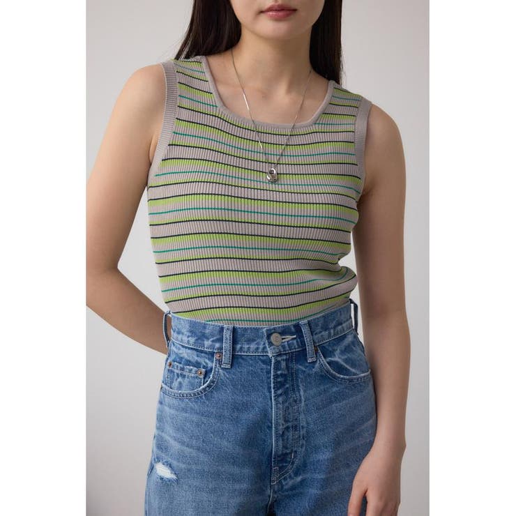 柄GRN5 | スクエアネックリブタンクトップ | AZUL BY MOUSSY