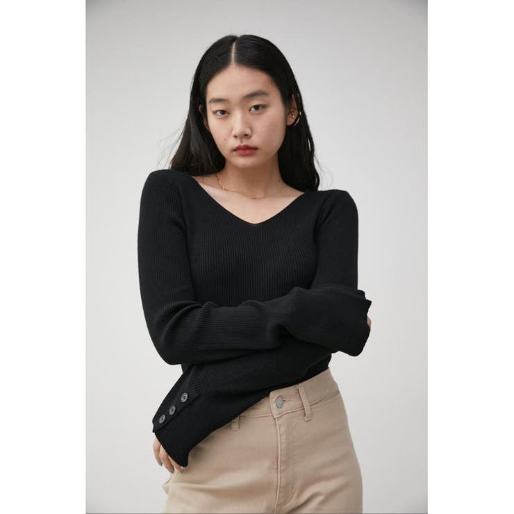 2WAY SLEEVE BUTTON RIB KNIT | AZUL BY MOUSSY | 詳細画像14 