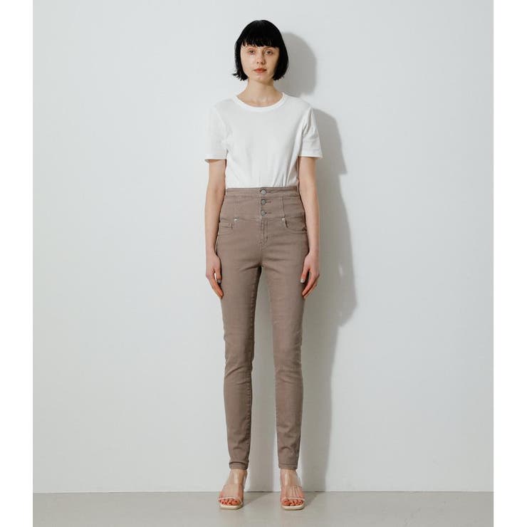 BEG | HI-WAIST BUTTON DENIM SKINNY２ | AZUL BY MOUSSY