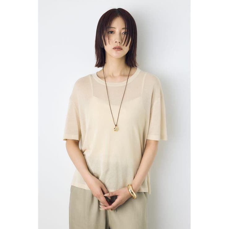 GREIGE | シアールーズ半袖ニット | AZUL BY MOUSSY