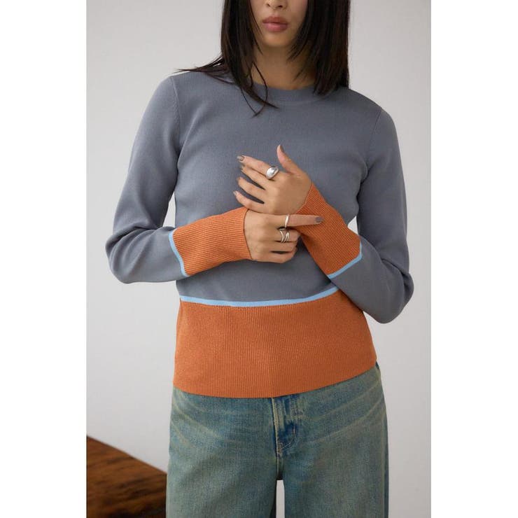 柄GRY5 | ラメバイカラーニットトップス | AZUL BY MOUSSY