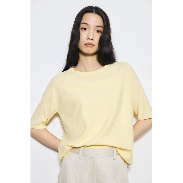 L/YEL1 | カシミヤミックスハーフスリーブニット | AZUL BY MOUSSY
