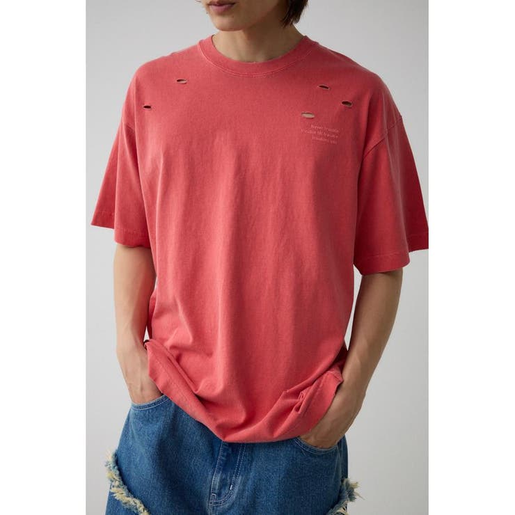RED | ピグメントダメージTシャツ | AZUL BY MOUSSY