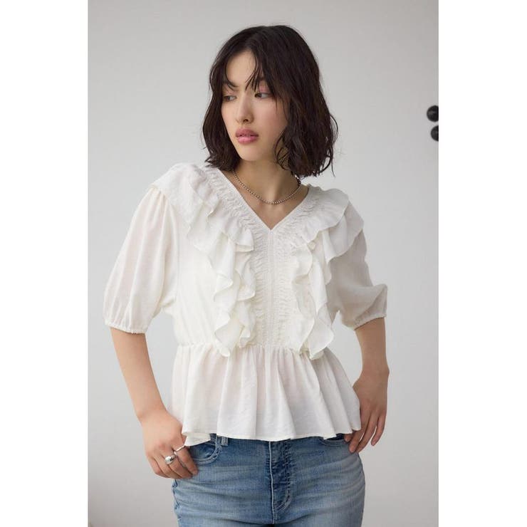 ラッフルショルダーブラウス | AZUL BY MOUSSY | 詳細画像3 