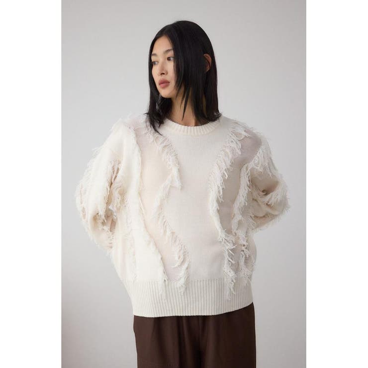 フリンジデザインニットトップス | AZUL BY MOUSSY | 詳細画像3 