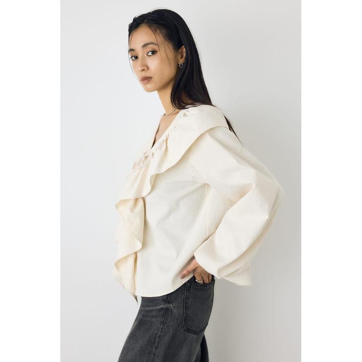 レースアップラッフルブラウス | AZUL BY MOUSSY | 詳細画像2 