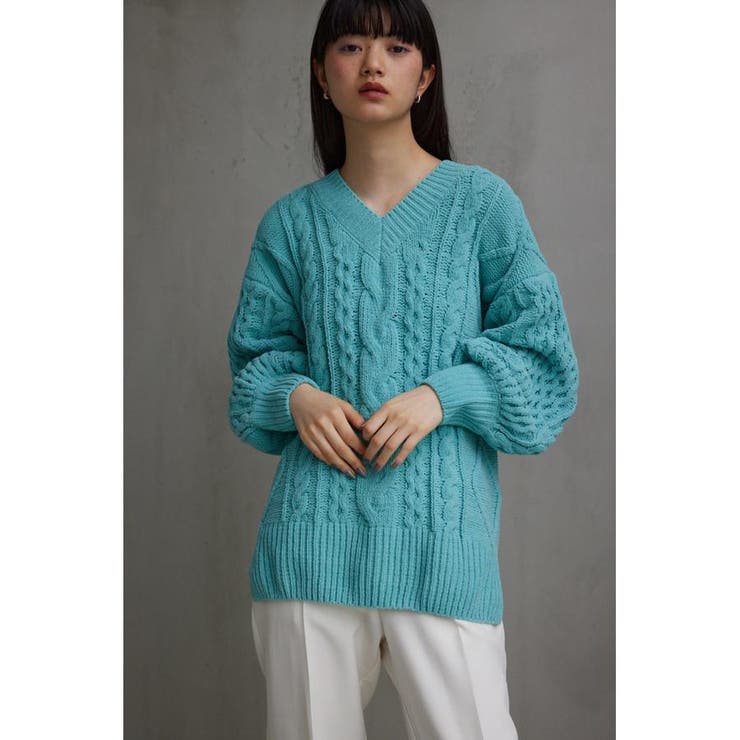 シェニールケーブルVネックニットトップス | AZUL BY MOUSSY | 詳細画像33 